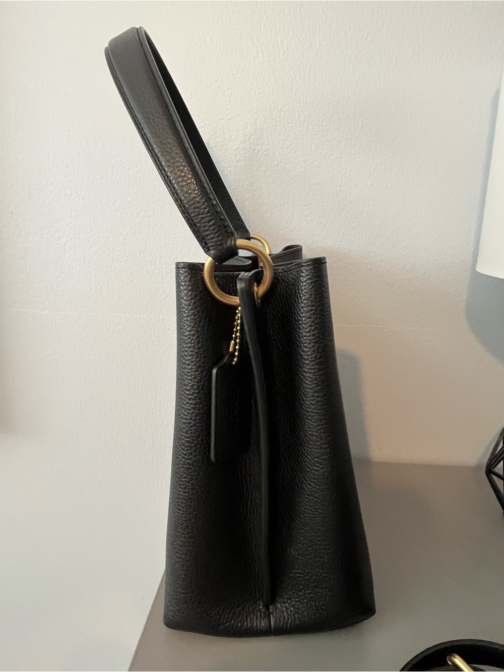 Coach Black Pebbled Leather Shoulder Bag with Gold Hardware - Picture 5 of 16